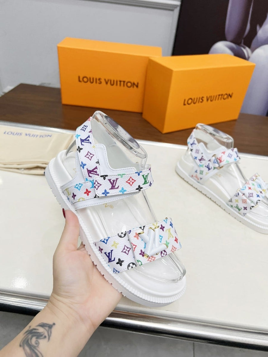LV X MURAKAMI LV SUNSET FLAT COMFORT SANDAL WHITE 1AGXEQ