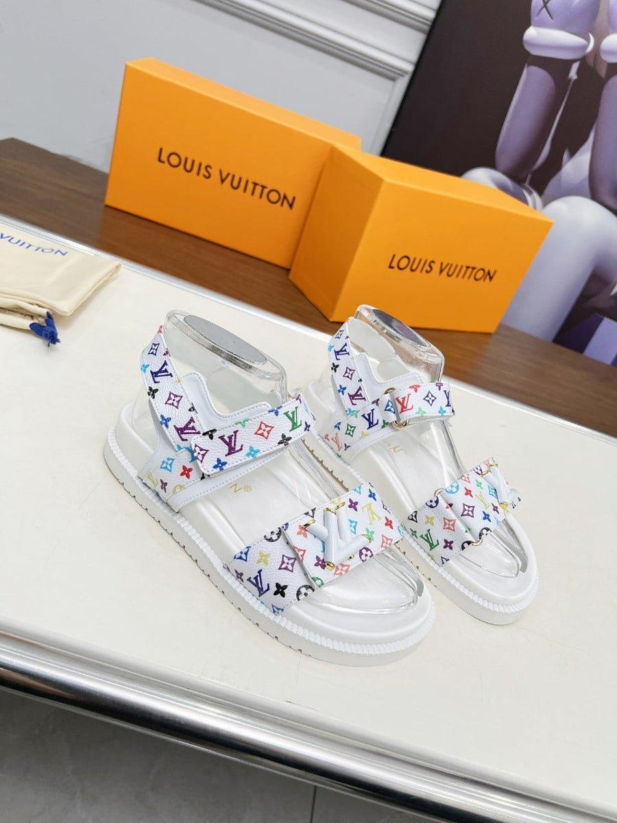 LV X MURAKAMI LV SUNSET FLAT COMFORT SANDAL WHITE 1AGXEQ