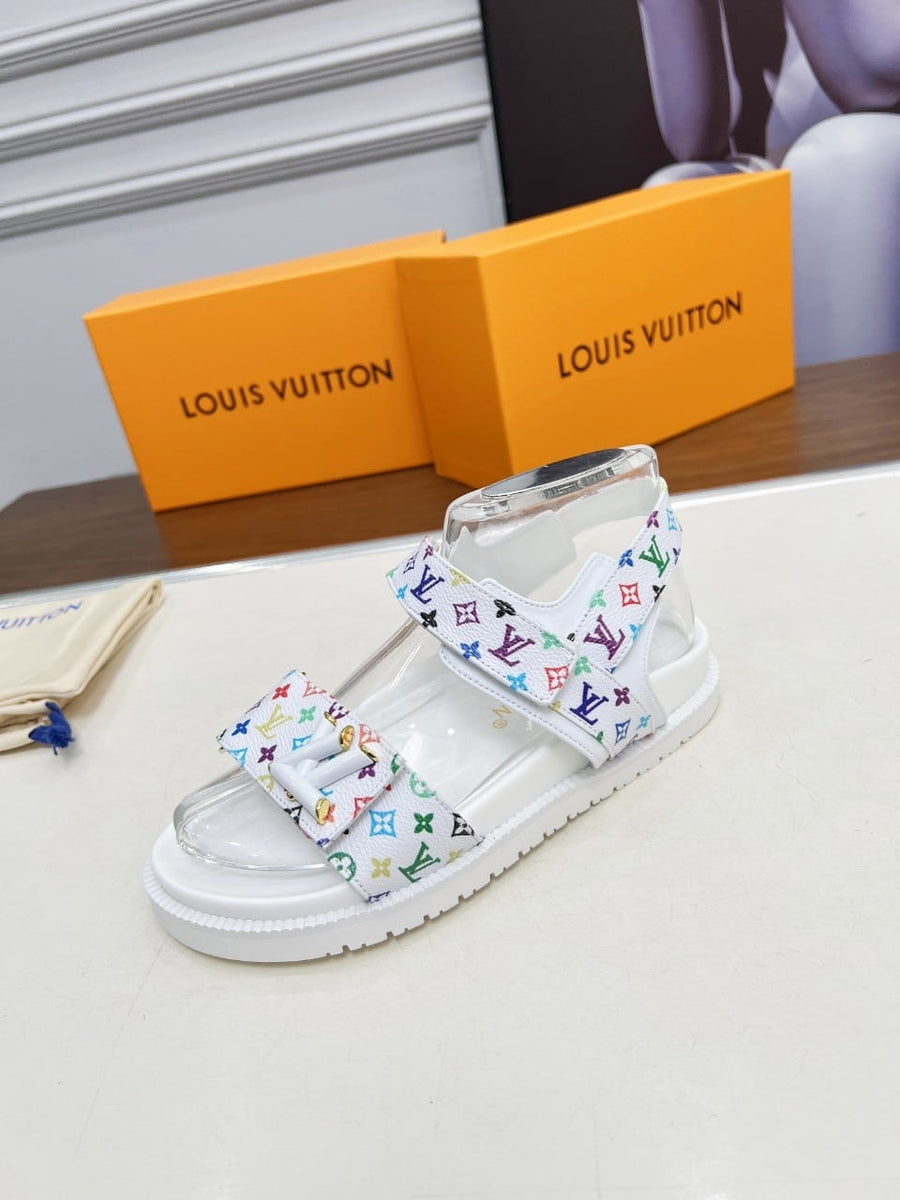 LV X MURAKAMI LV SUNSET FLAT COMFORT SANDAL WHITE 1AGXEQ