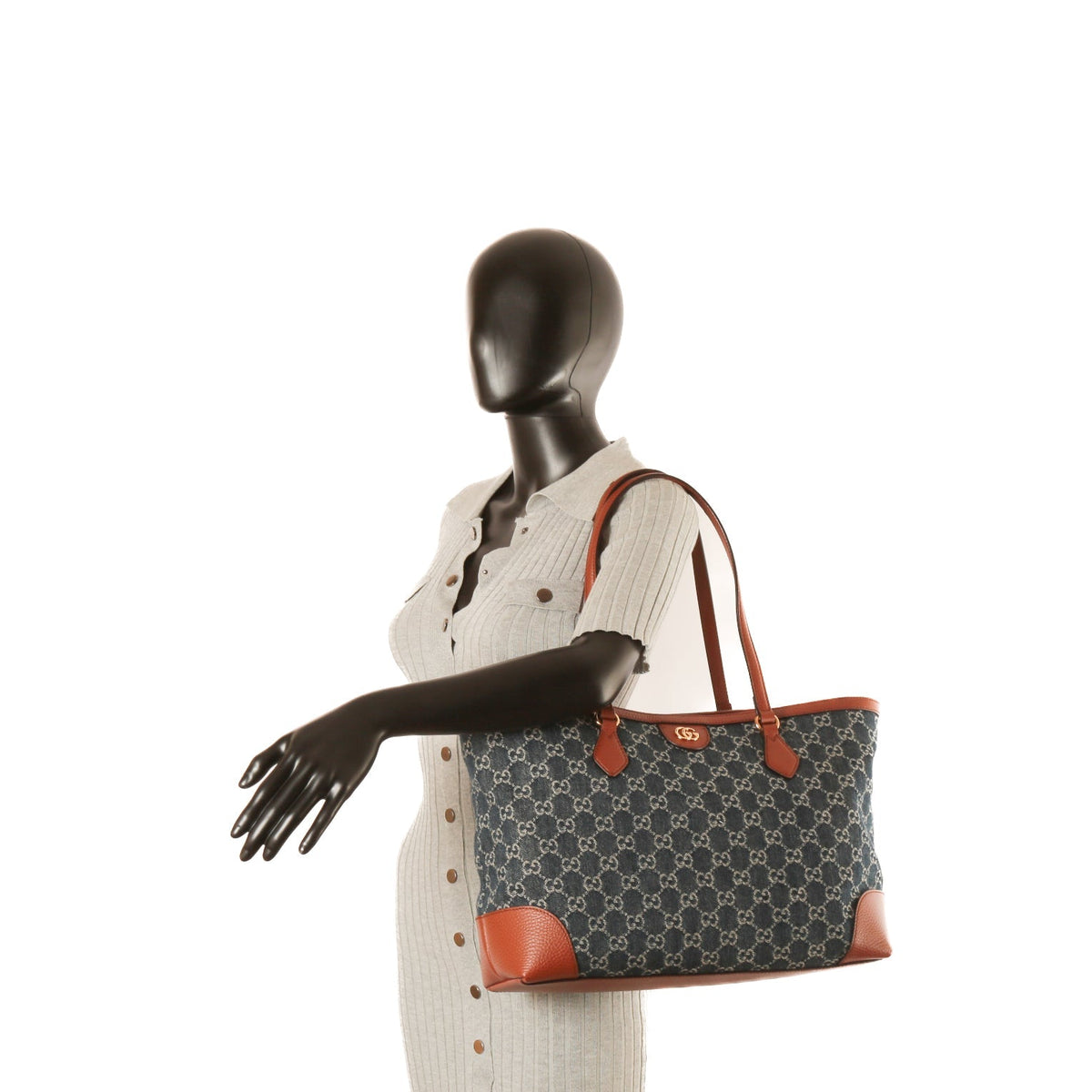 GUCCI Ophidia GG Denim Medium Tote