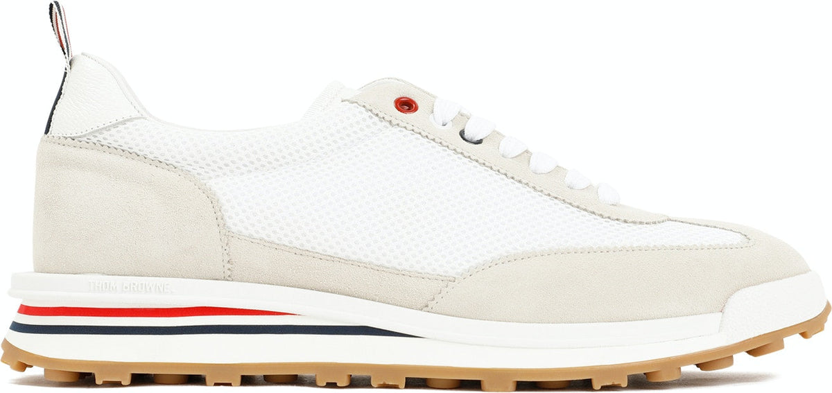 LEATHER AND FABRIC LOW-TOP SNEAKERS