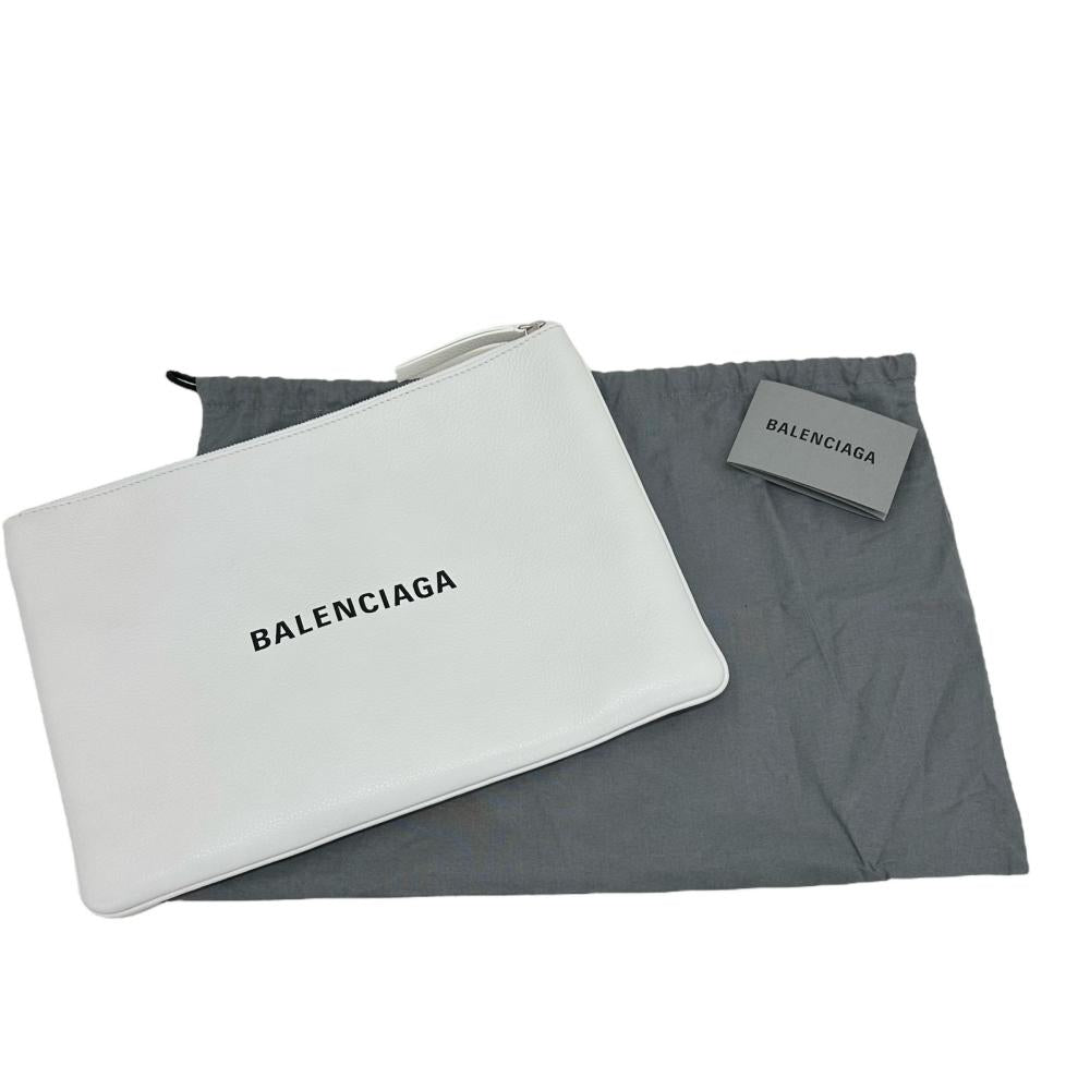 balenciaga Leather Clutch Bag White