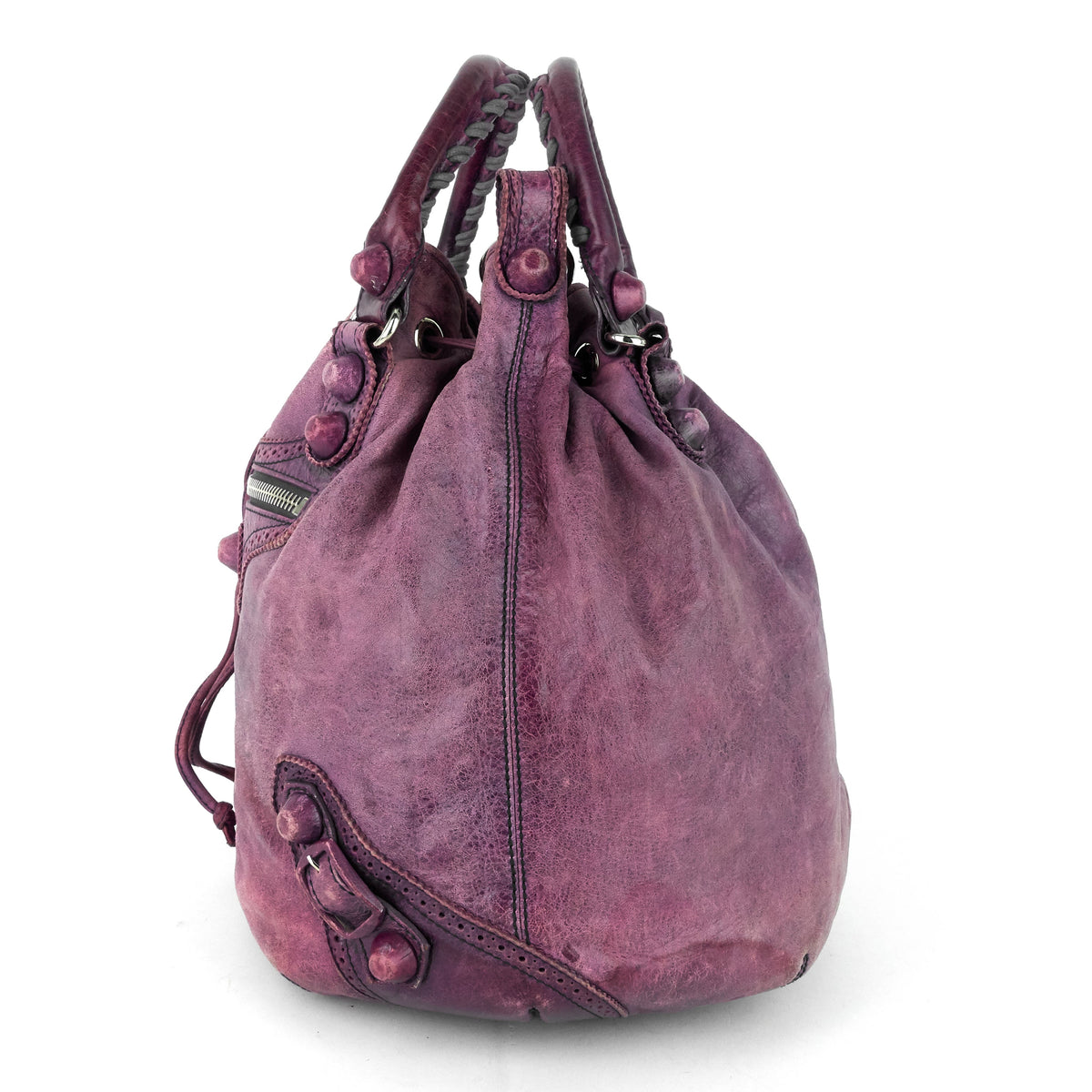 balenciaga Pompon Giant Brogues Lambskin Leather Bag