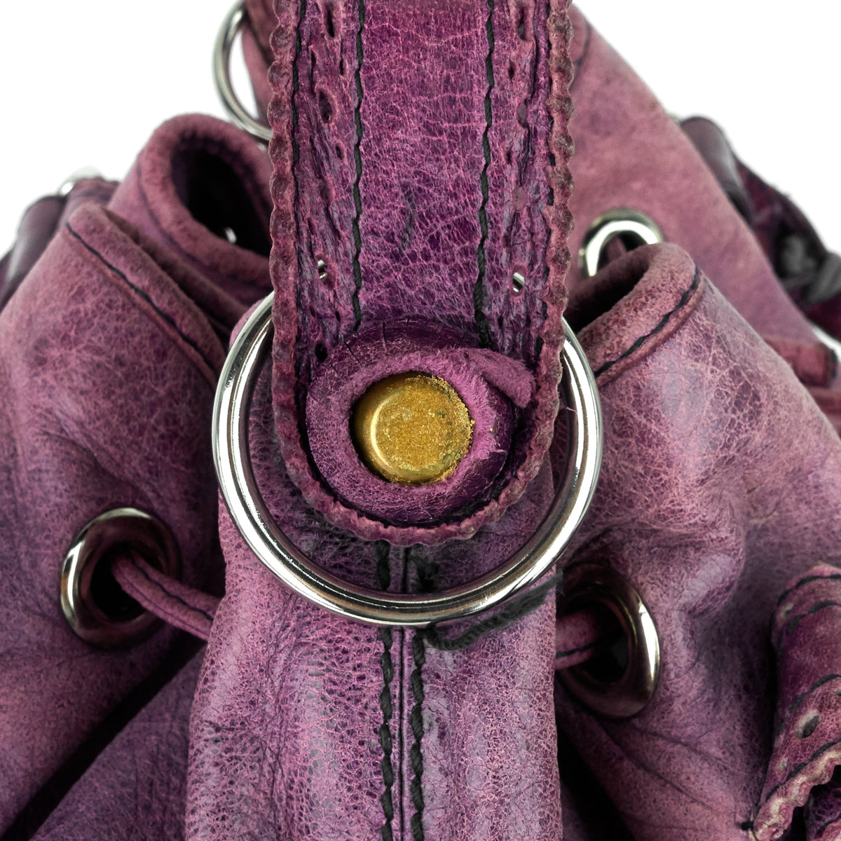 balenciaga Pompon Giant Brogues Lambskin Leather Bag