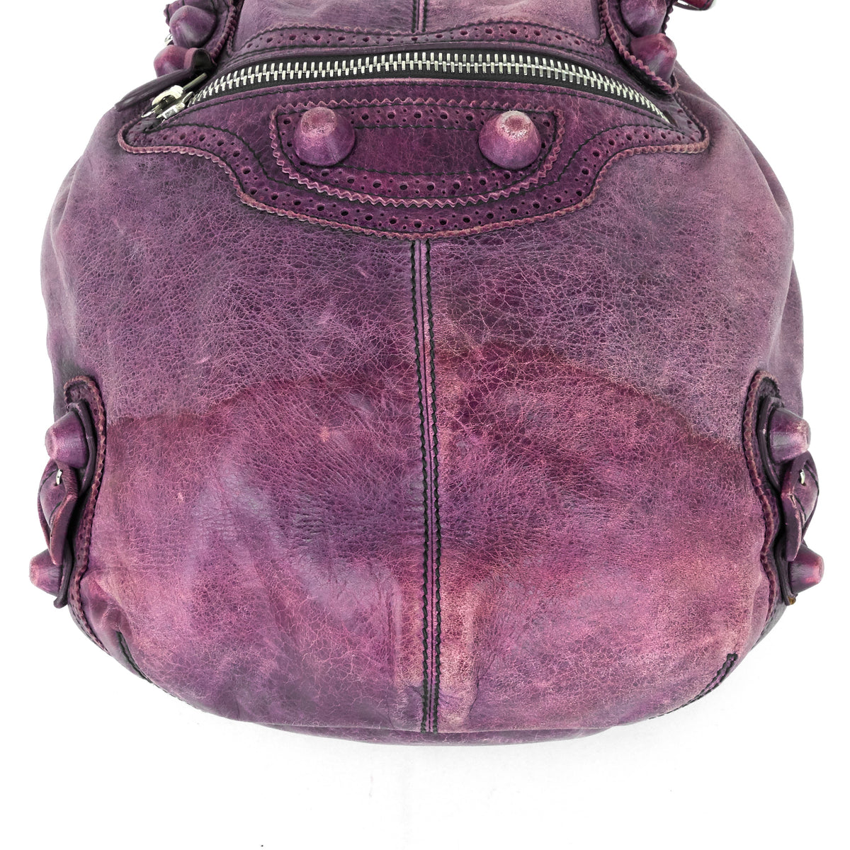 balenciaga Pompon Giant Brogues Lambskin Leather Bag