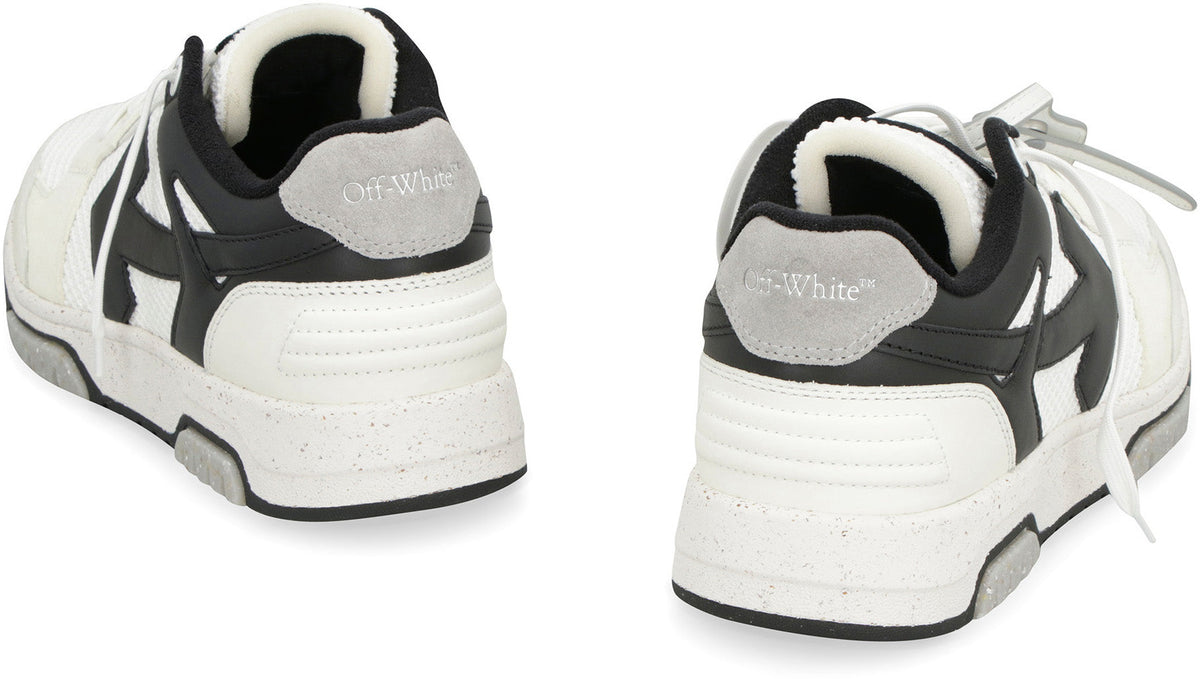 SLIM OUT OF OFFICE LEATHER AND FABRIC LOW-TOP SNEAKERS