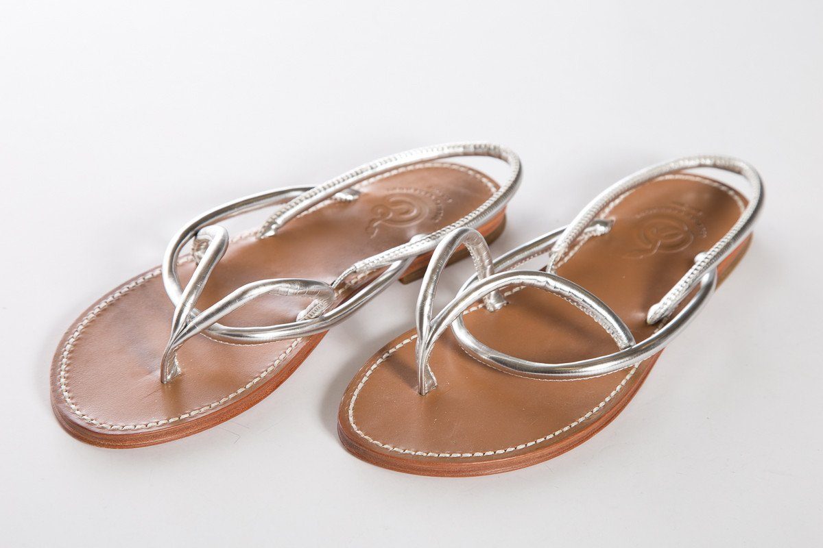Opening Ceremony Silver Leather Thong Sandals SZ 36