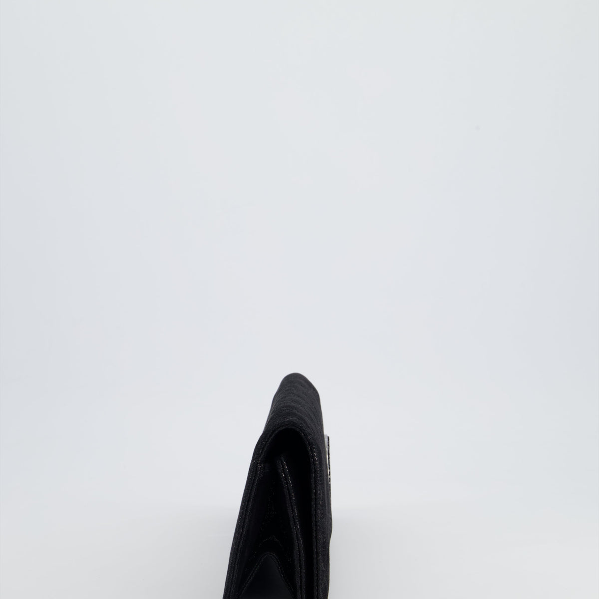 *HOT* Chanel Black Shiny Quilted Long Clutch in Coated Calfskin with Silver Hardware and Crystal CC Detail