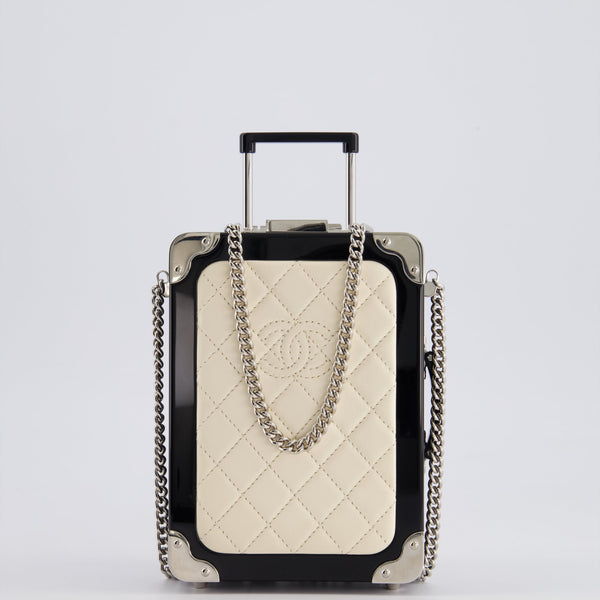 *RARE* Chanel 2016 Airlines Evening In The Air Trolley Minaudi√®re Bag with Silver Hardware and Quilted Leather with CC Logo Detail