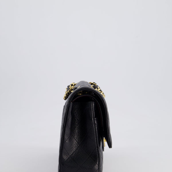*HOT* Chanel Black Medium Classic Double Flap Bag in Caviar Leather with Gold Hardware