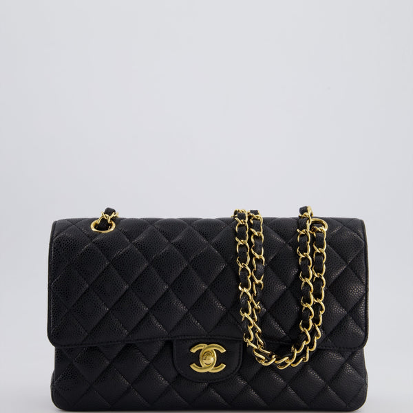 *HOT* Chanel Black Medium Classic Double Flap Bag in Caviar Leather with Gold Hardware