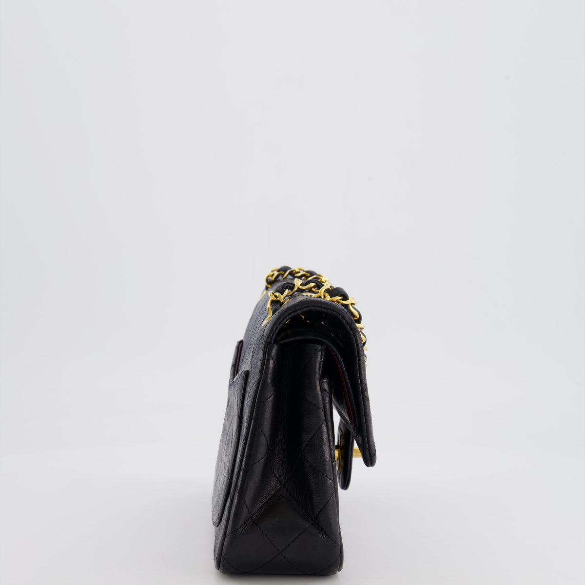 Chanel Black Vintage Classic Small Double Flap Bag in Lambskin Leather with 24K Gold Hardware