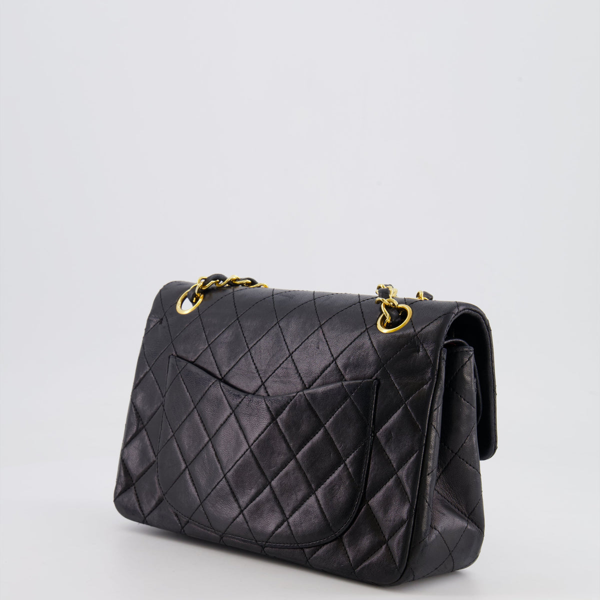 Chanel Black Vintage Classic Small Double Flap Bag in Lambskin Leather with 24K Gold Hardware
