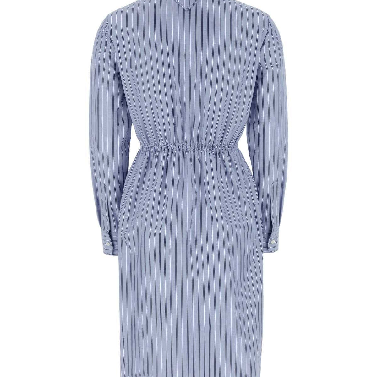 PRADA Mini Embroidered Chambray Shirt Dress