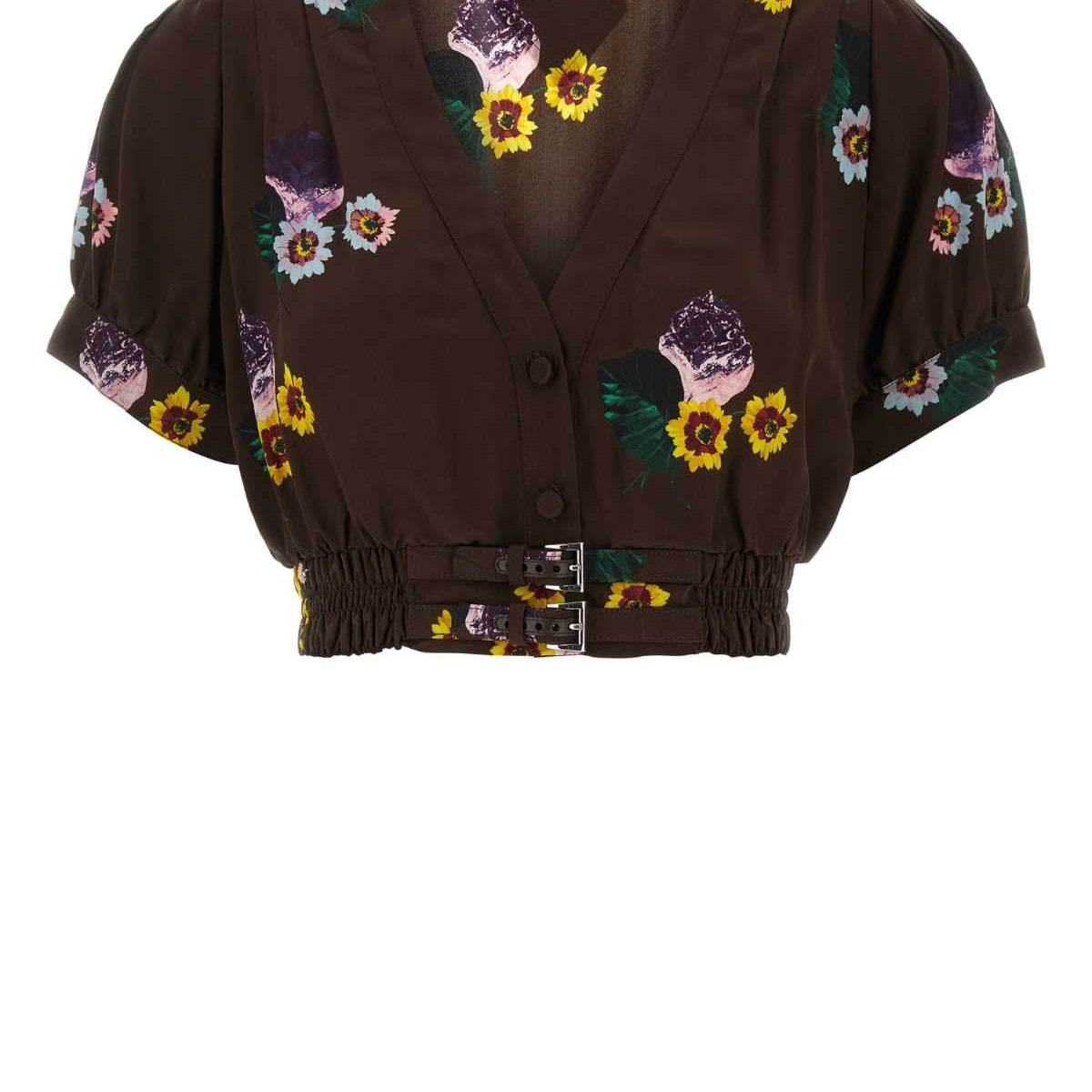 PRADA Floral Printed Mini Crop Top
