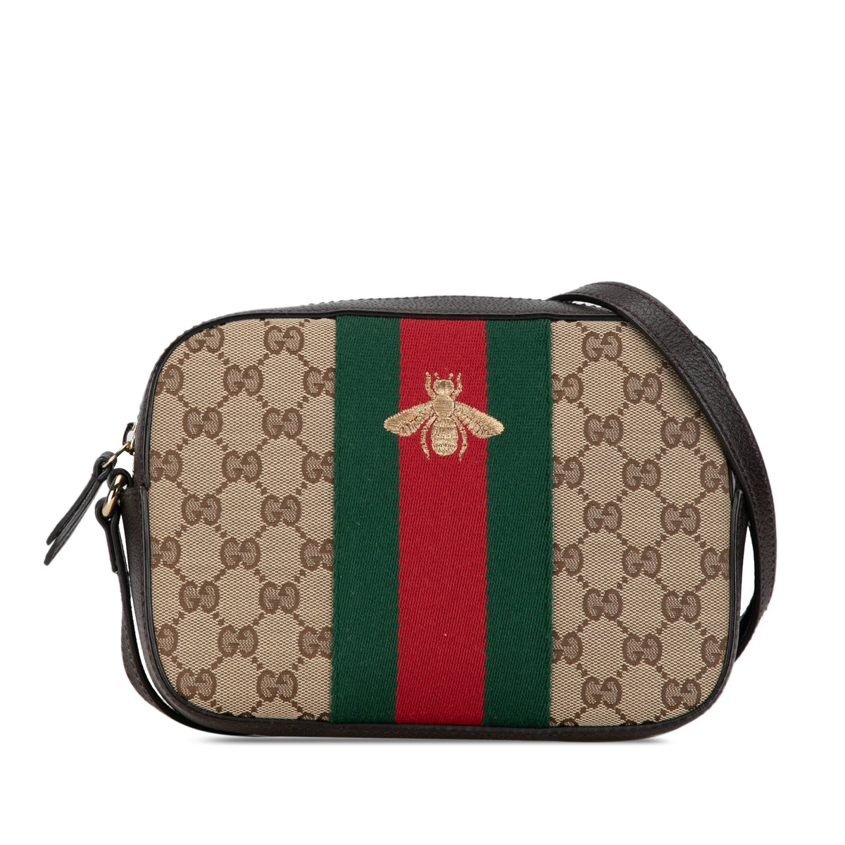 GUCCI GG Canvas Webby Bee Crossbody Crossbody Bag