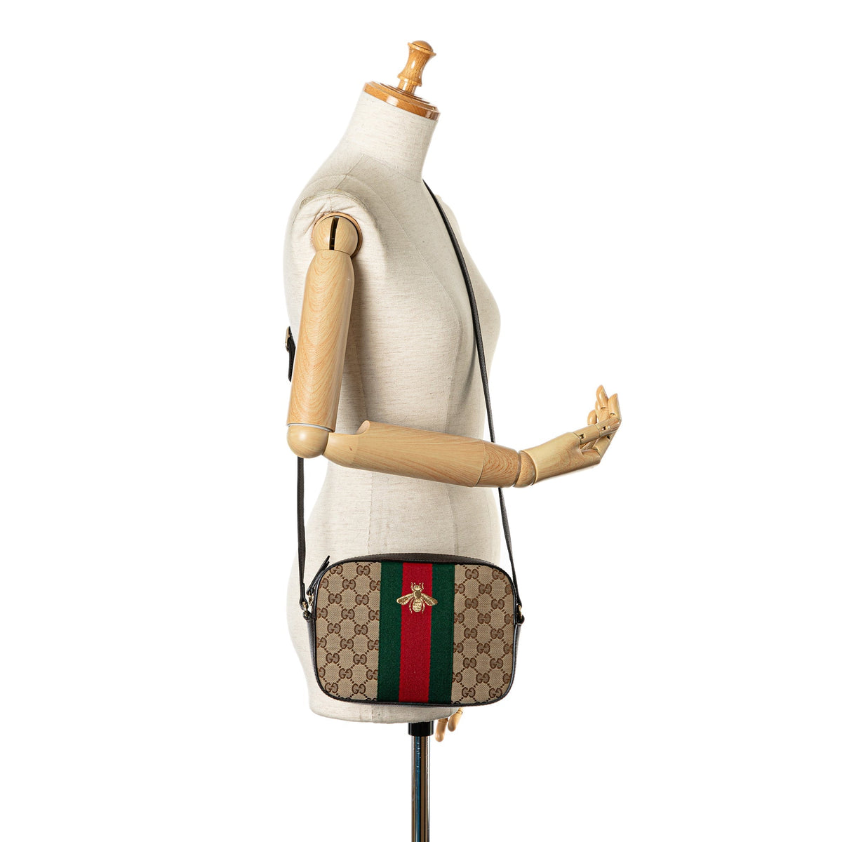 GUCCI GG Canvas Webby Bee Crossbody Crossbody Bag