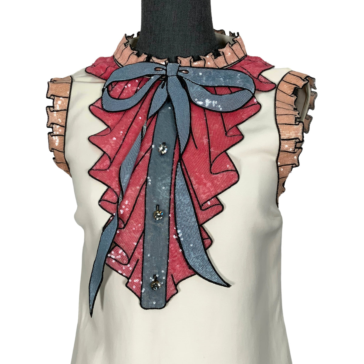 GUCCI Sequin Bow Sleeveless Dress Size S