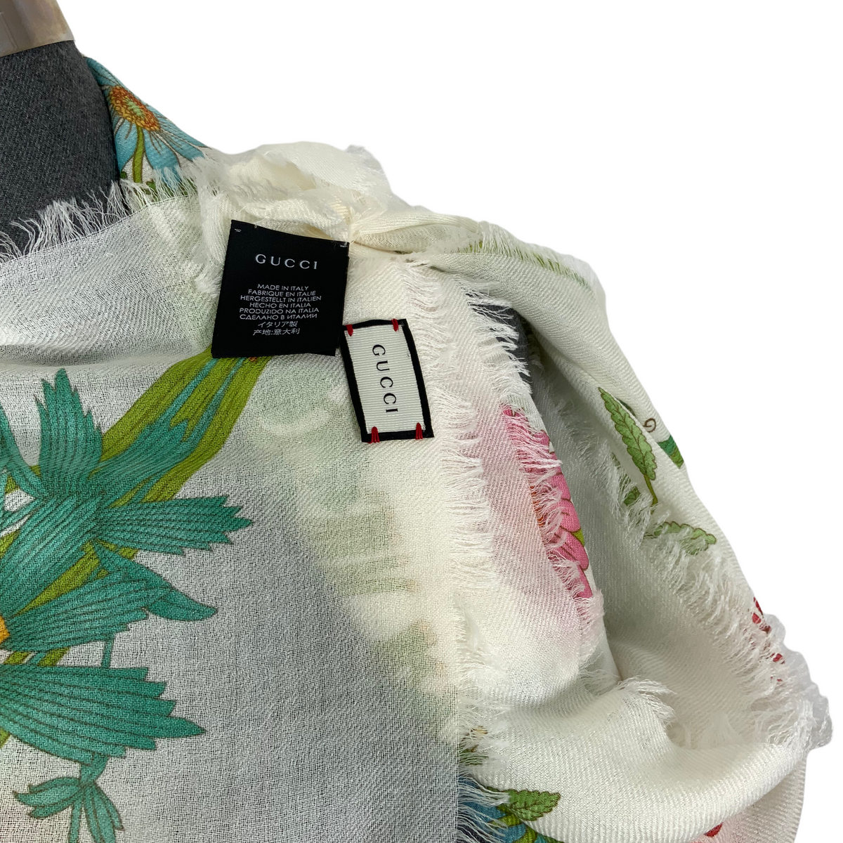 Gucci Floral Wool Silk Scarf NEW
