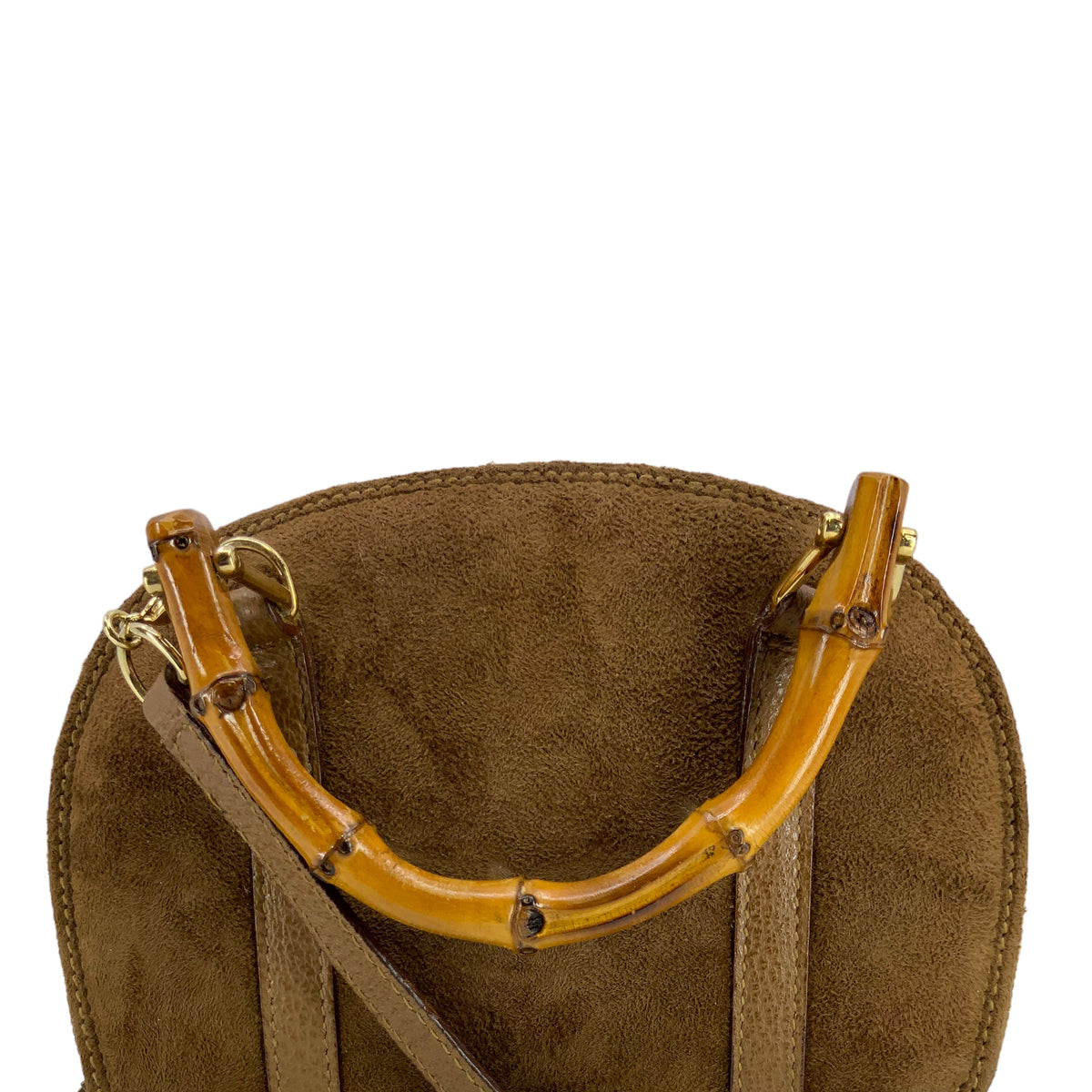 GUCCI Vintage Suede Bamboo Handle Mini Wallet Crossbody Bag