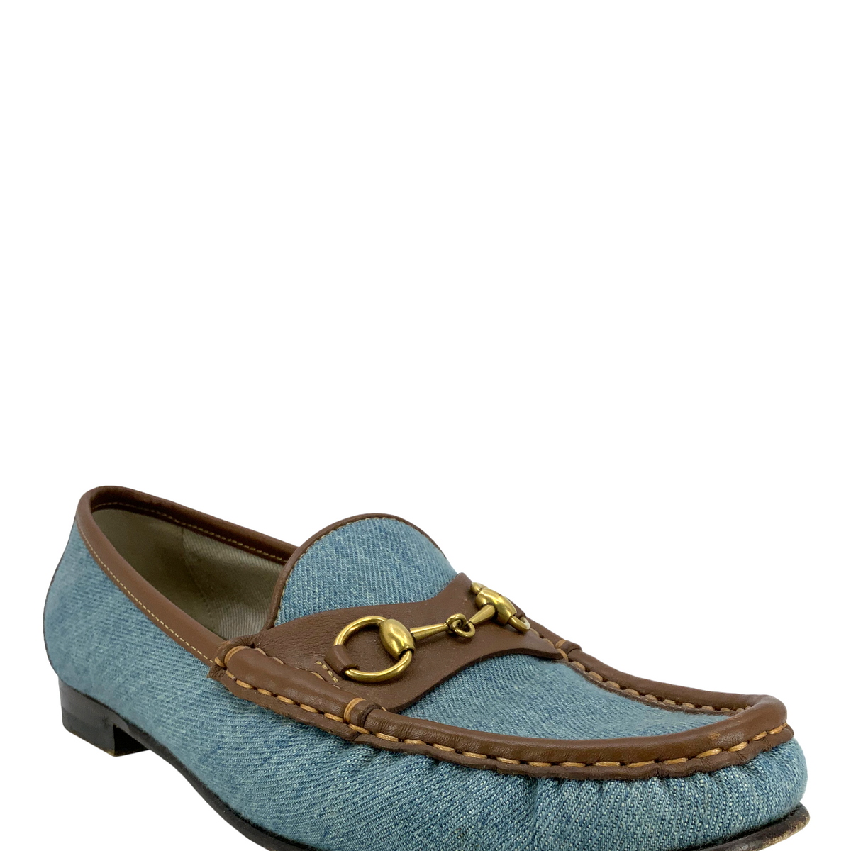 Gucci Classic Horsebit Denim Loafers Size 7.5