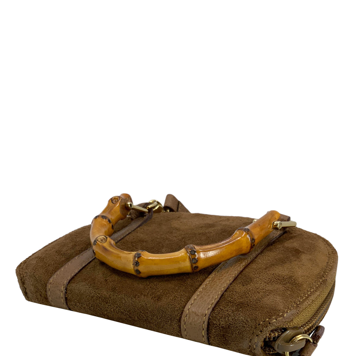 GUCCI Vintage Suede Bamboo Handle Mini Wallet Crossbody Bag