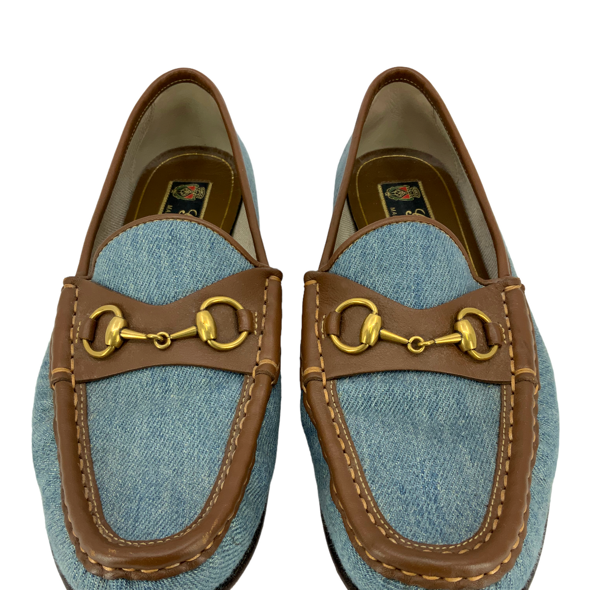 Gucci Classic Horsebit Denim Loafers Size 7.5