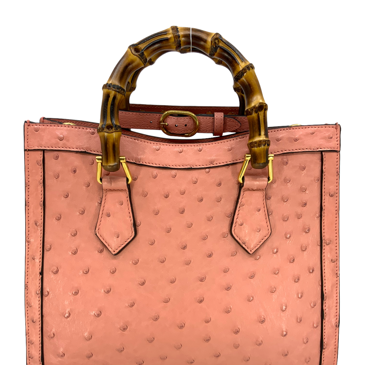 GUCCI Diana Small Ostrich  Bamboo Handle Tote NEW