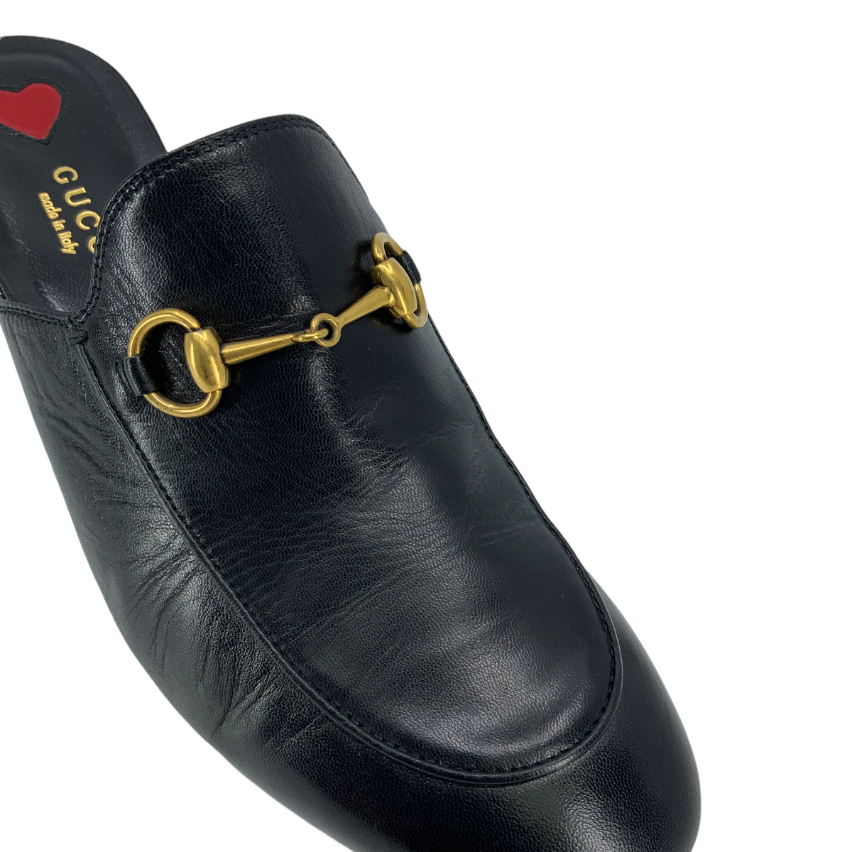 Gucci Julie Princetown Horsebit Mid Heel Mules Size 8.5