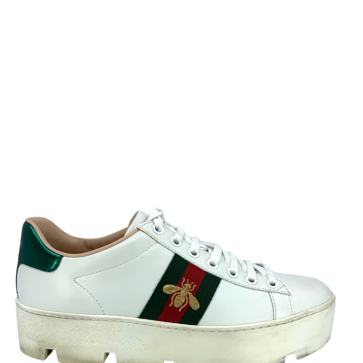 GUCCI Ace Embroidered Platform Sneakers Size 6.5