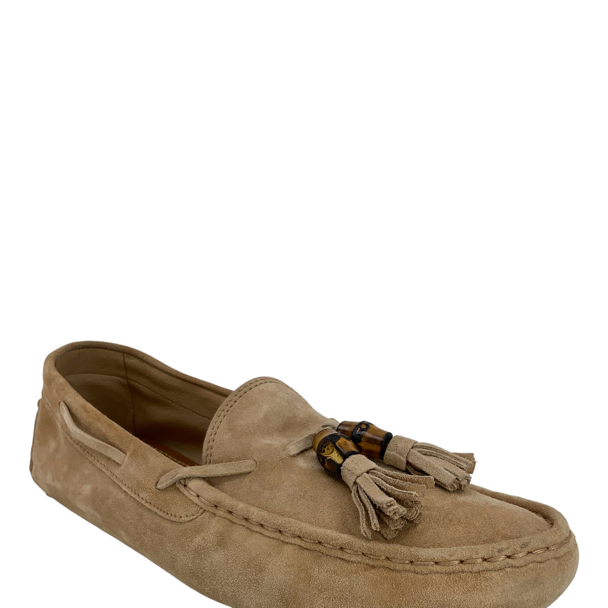 Gucci Suede Bamboo Tassel Driving Loafers Size 7.5