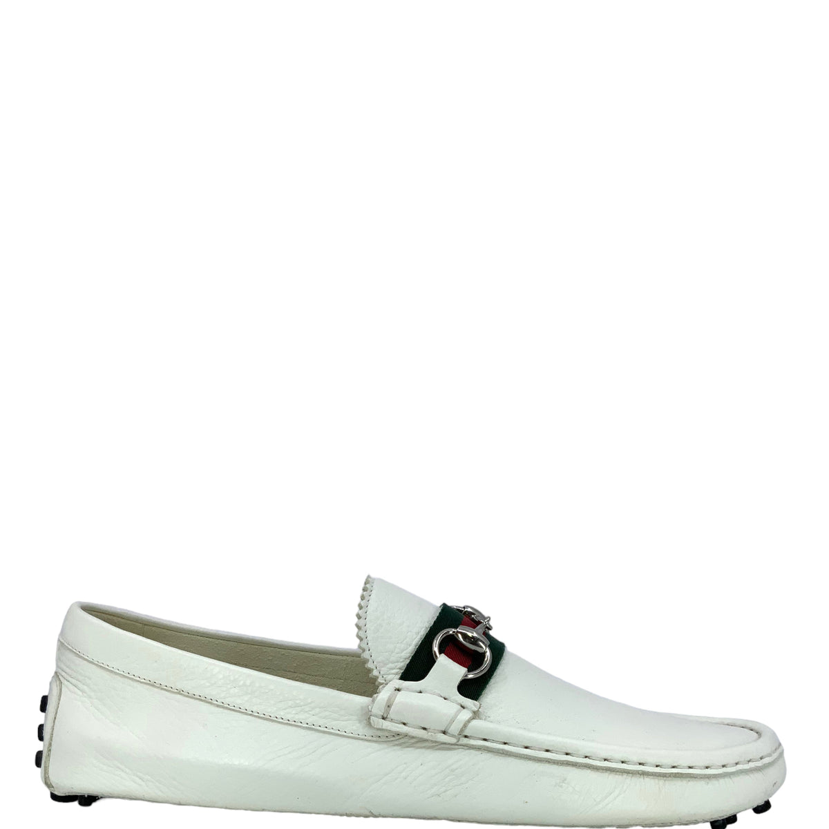 GUCCI Horsebit Web Leather Men's Driving Loafers Size 9.5