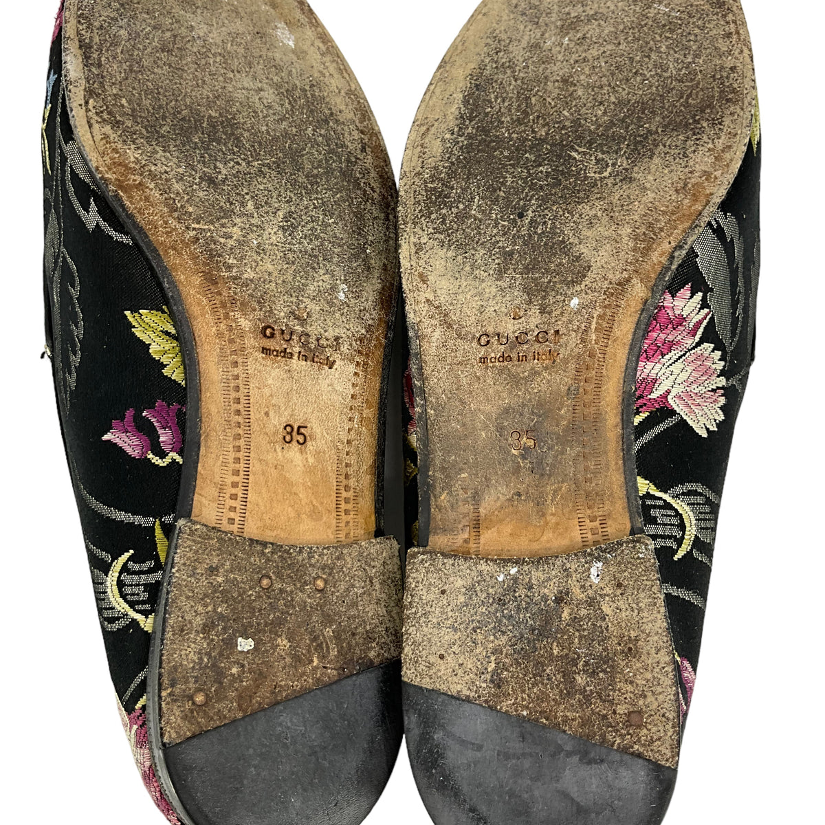 Gucci Princetown Floral Jacquard Horsebit Mules Size 5