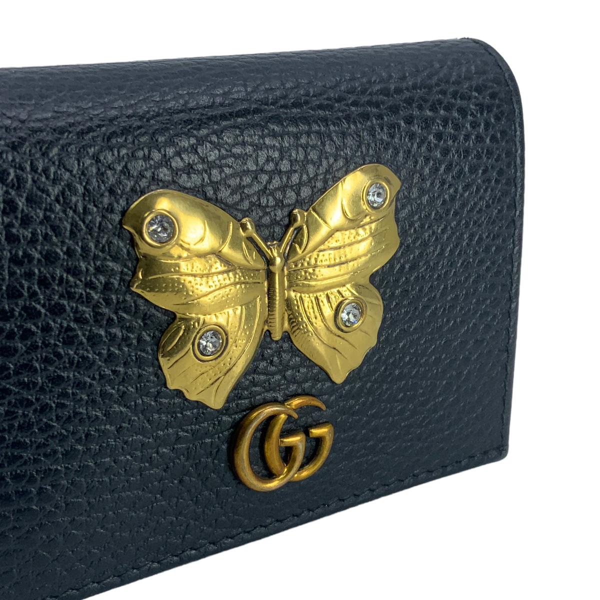 GUCCI Leather GG Marmont Butterfly Compact Wallet