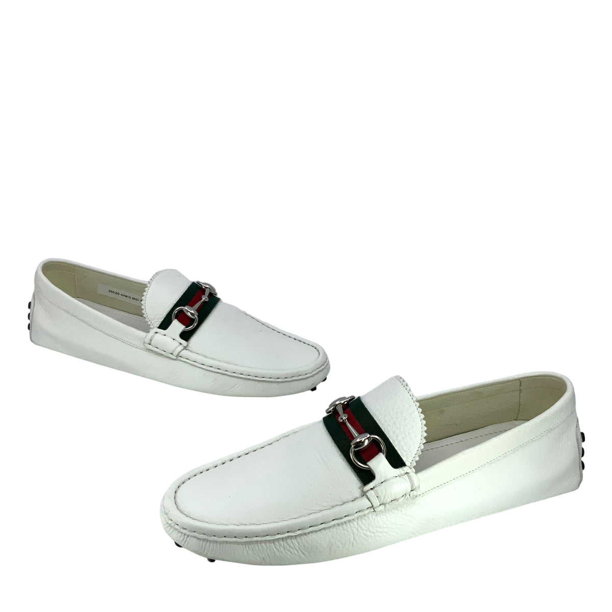 GUCCI Horsebit Web Leather Men's Driving Loafers Size 9.5