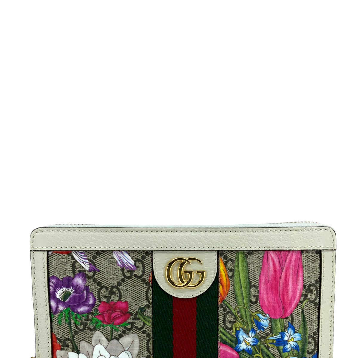 Gucci Ophidia Flora Web Zip Around Wallet NEW