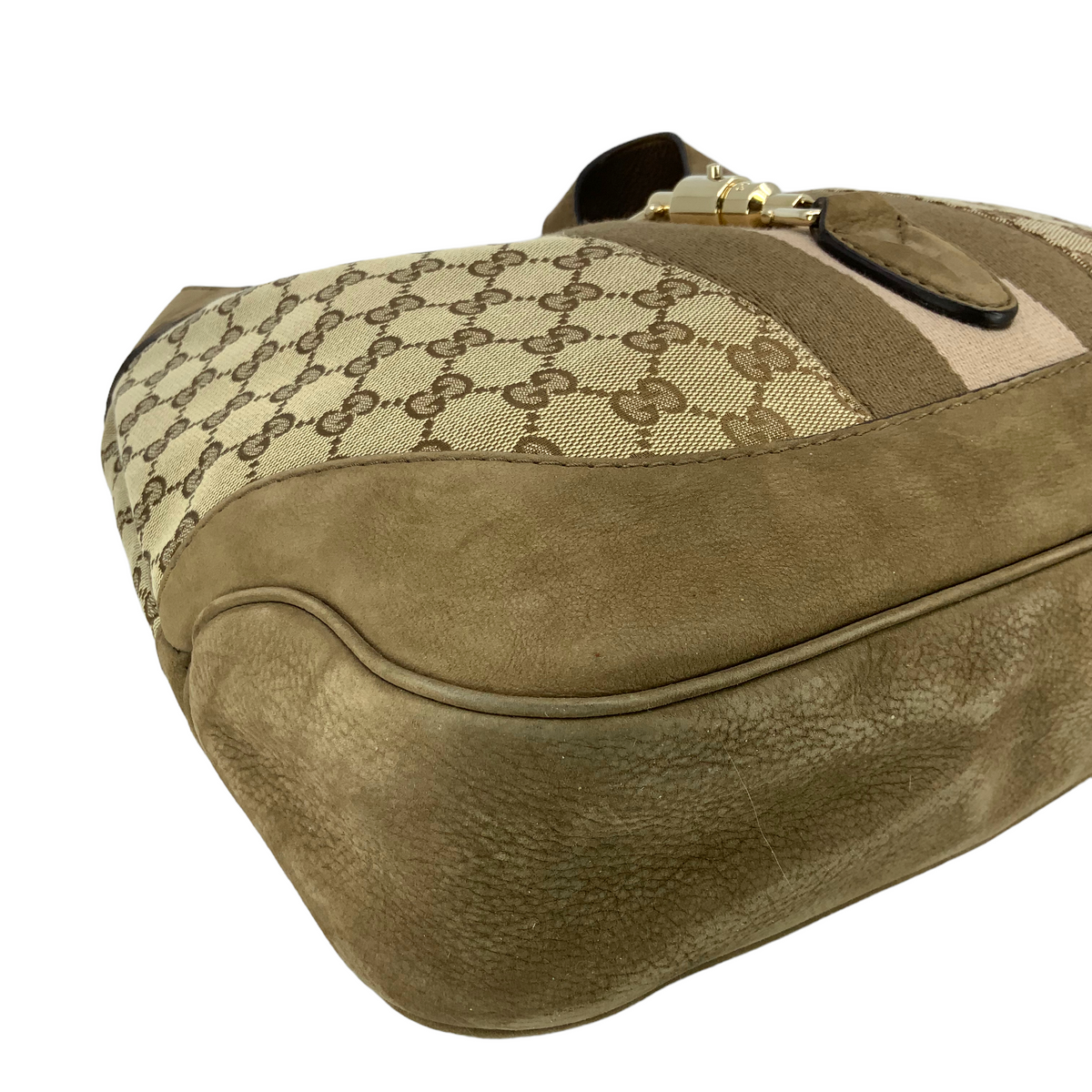 Gucci Monogram Canvas and Suede Medium Jackie O Hobo Bag