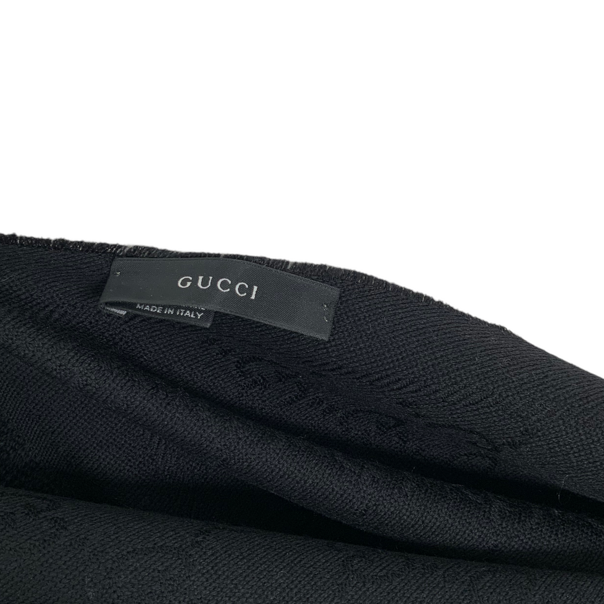 Gucci Wool GG Monogram Fringe Oblong Scarf