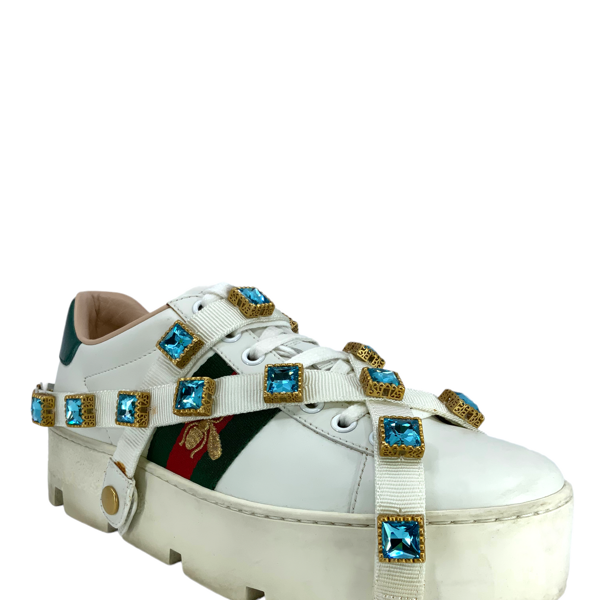 GUCCI Ace Embroidered Platform Sneakers Size 6.5
