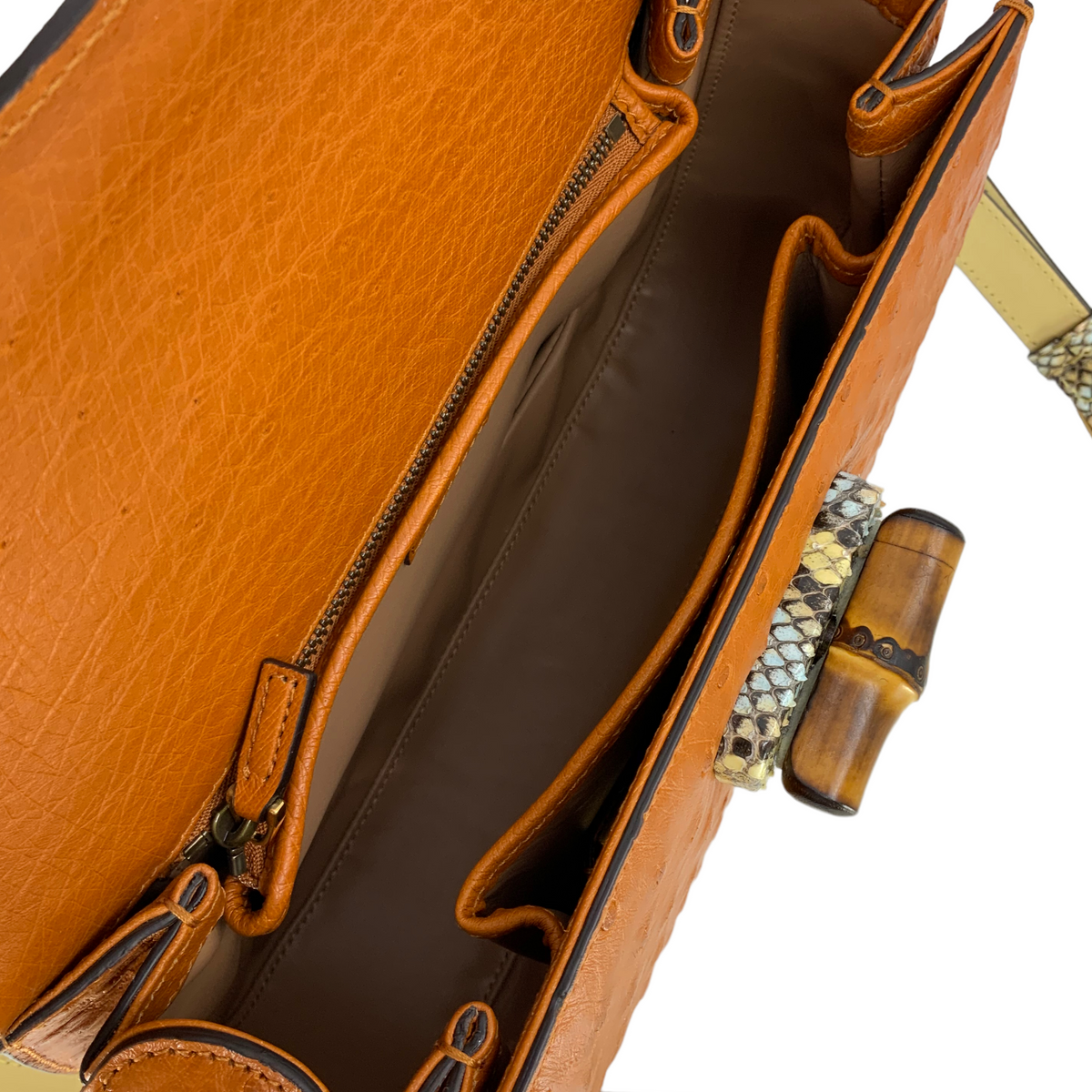 Gucci Bamboo 1947 Ostrich and Python Medium Bag