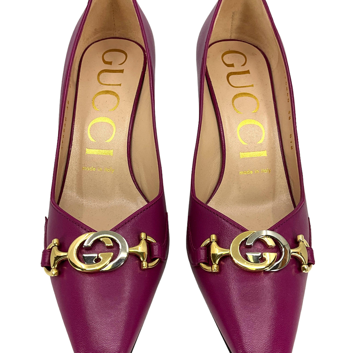 GUCCI Zumi Mid-Heel Leather Pumps Size 8 NEW