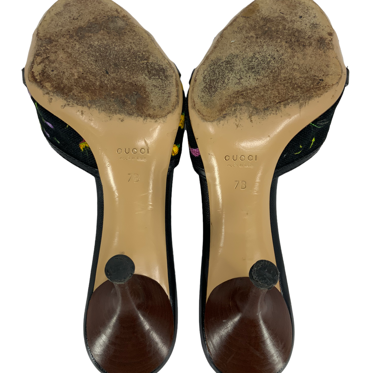 Gucci Canvas Floral Bamboo Horsebit Sandals Size 7