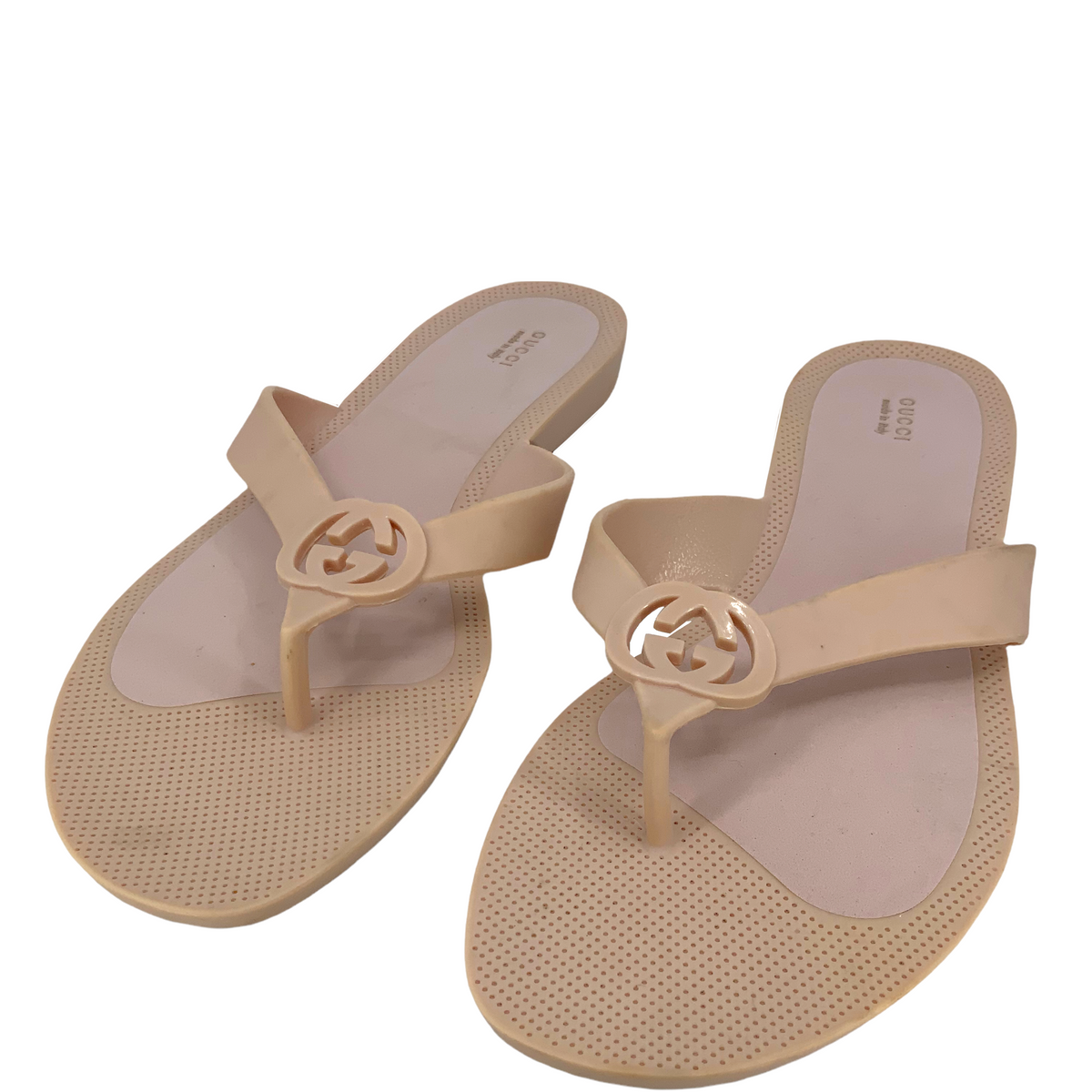 Gucci Rubber GG Thong Sandals Size 10