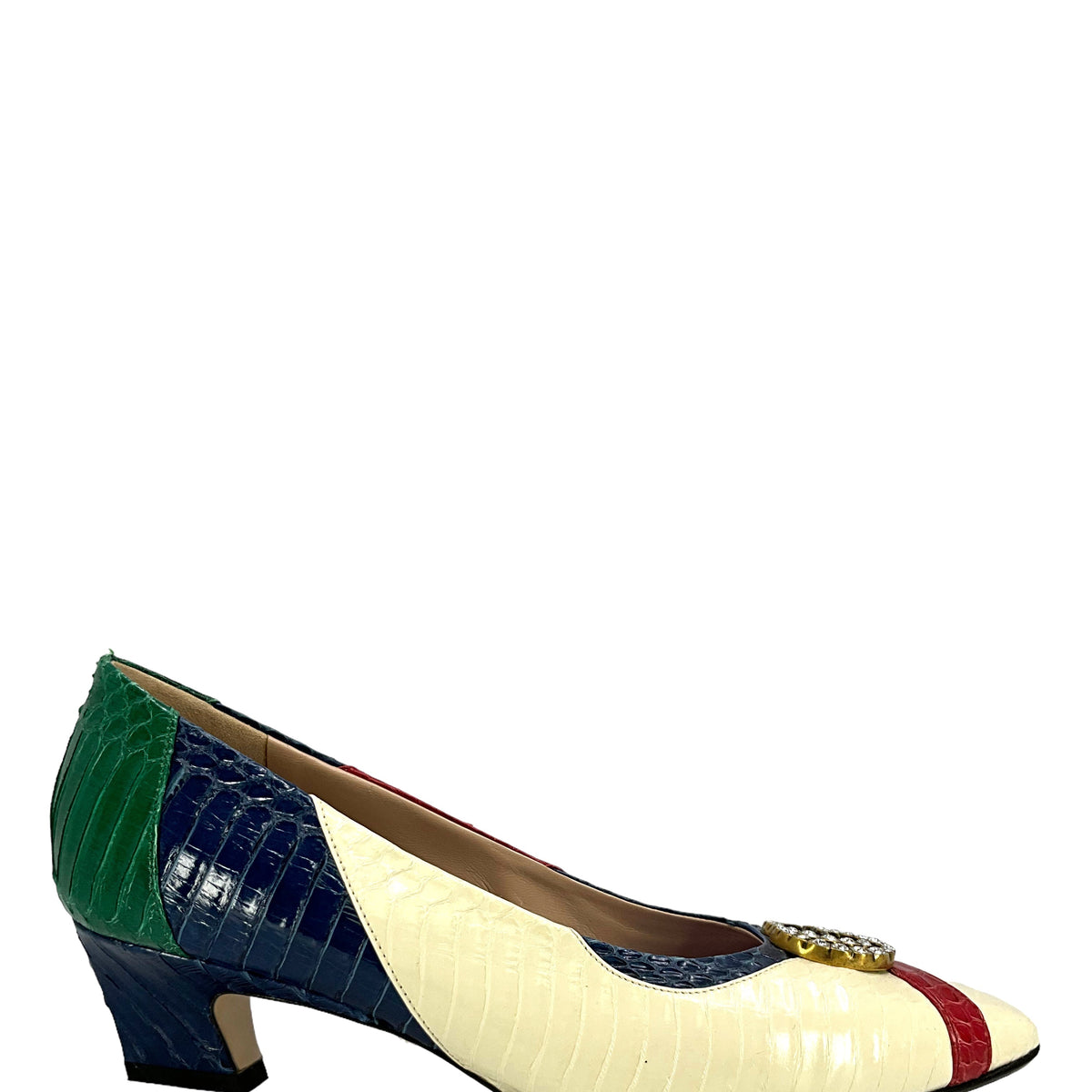 GUCCI Snakeskin GG Logo Pumps Size 7 NEW
