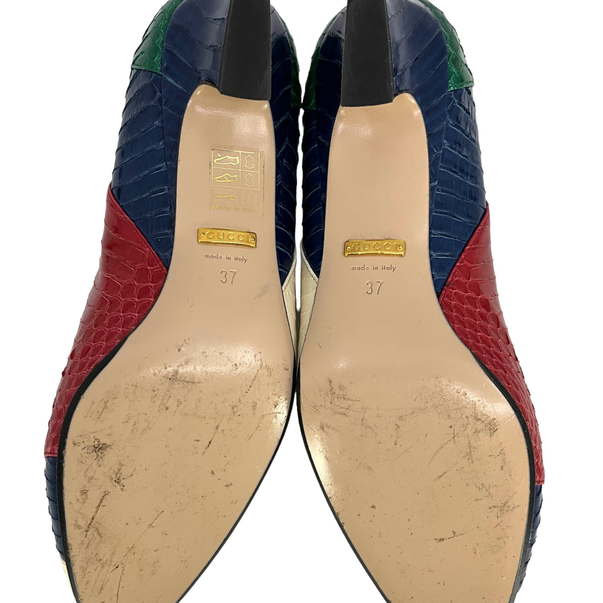 GUCCI Snakeskin GG Logo Pumps Size 7 NEW