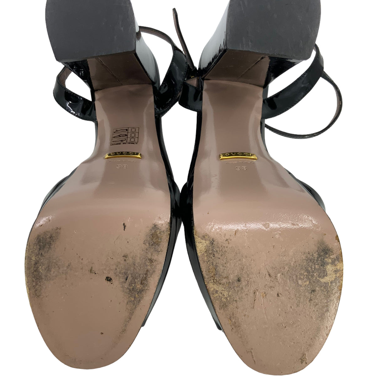GUCCI Claudie Patent Leather Platform Horsebit Sandals Size 8