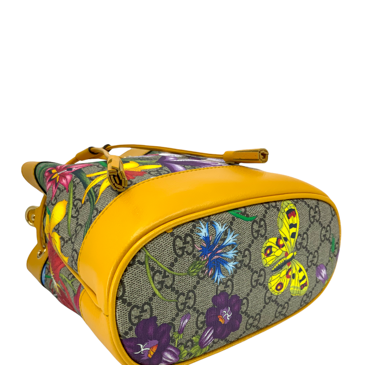 Gucci GG Supreme Flora Small Ophidia Bucket Bag NEW