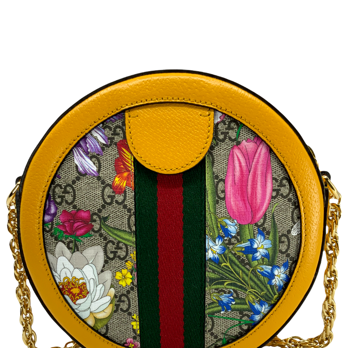 Gucci GG Supreme Flora Web Mini Ophidia Round Shoulder Bag NEW