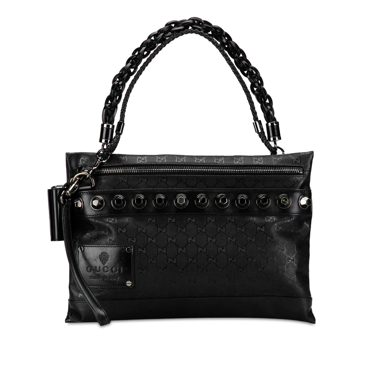 GUCCI GG Imprime Studded Shoulder Bag
