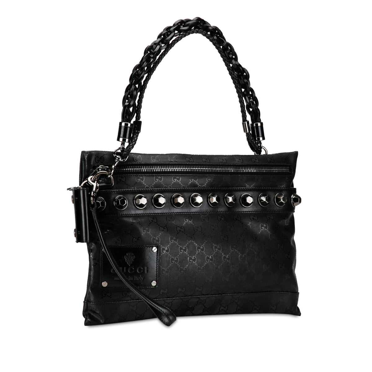 GUCCI GG Imprime Studded Shoulder Bag